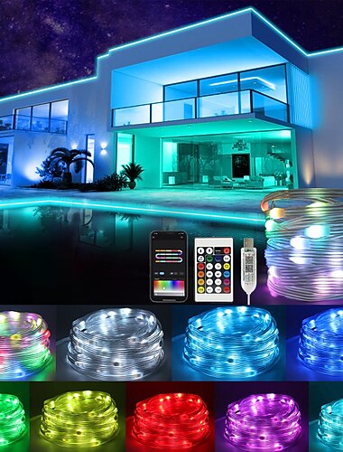  bande lumineuse LED RVB couleur magique contrôle par application guirlande lumineuse magique guirlande lumineuse LED en cuir étanche lumière décorative de Noël pour salle familiale salon décoration