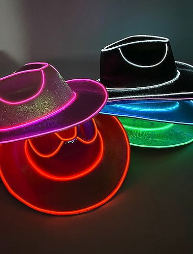  Halloween-Weihnachts-El-Wire-Licht-Pailletten-Jazz-Hut für Erwachsene, Neon-LED, leuchtende Festival-Party-Anziehkappe für Männer und Frauen