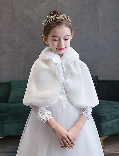  kinderkleidung Mädchen Kappe Feste Farbe Modisch Hochzeit Mantel Oberbekleidung 3-8 Jahre Herbst Weiß