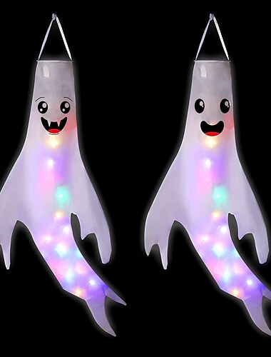  Halloween-Dekoration, beleuchtete Geister-Hängelichter, LED-Glüh-Geister-Nachtlicht für Festival-Bar, Spukhaus, Garten, Outdoor, Indoor, gruselige Atmosphäre, Layout-Requisiten