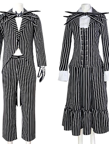  Jack Skellington Halloween Abiti Costume di fantasia Costumi di Gruppo per Coppie di Halloween L'incubo prima di Natale Cosplay Adulti Per uomo Per donna Halloween Carnevale Mascherata Costumi di