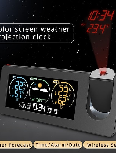 Electronic Projection Clock Perpetual Calendar Weather Station Weather Forecast Temperature And humidity Color Screen Digital alarm Clock