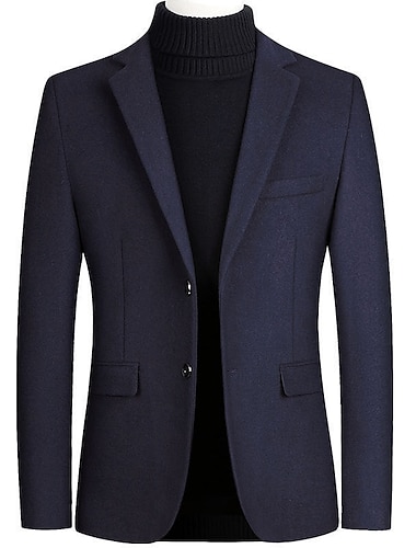  Herren Wintermantel Mantel Trenchcoat Täglich Winter Polyester warm Waschbar Oberbekleidung Bekleidung Geschäftlich Blazer Einfarbig Tasche Kargen Einreihiger Verschluss