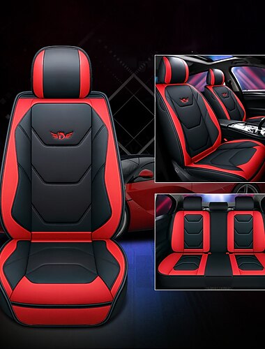  Juego completo de lujo para 5 asientos funda de asiento delantero de coche universal 5D de PU impermeable almohadilla de protector de asiento transpirable
