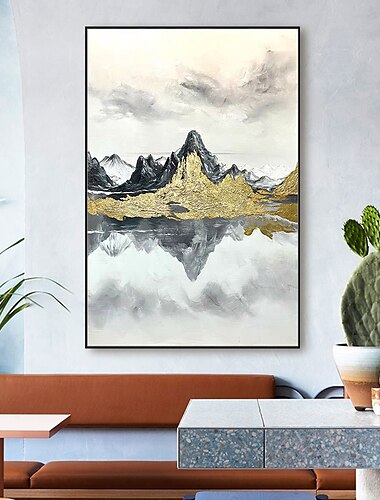  Mintura handgefertigte abstrakte Ölgemälde mit alpiner Landschaft auf Leinwand, Wandkunst, Dekoration, modernes Bild für Heimdekoration, gerolltes, rahmenloses, ungedehntes Gemälde
