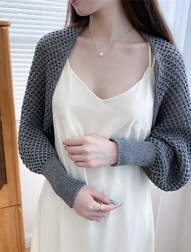  Sjale Sjal til kvinner Bolero Enkel Fritid hverdag Langermet Strikketøy Bryllup Wrap Med Ren Farge Til Daglig Høst