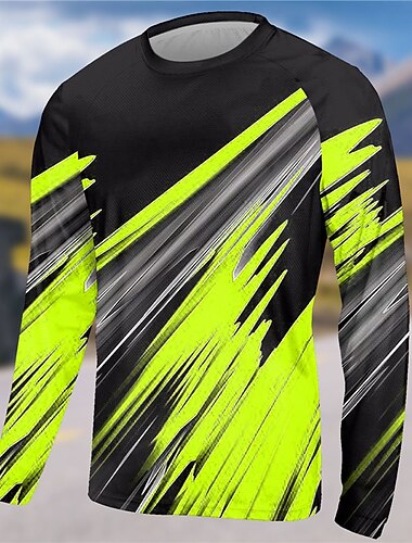 Voor heren Downhill Jersey Grafisch Lange mouw Fietsen Shirt Kleding Bovenlichaam met 3 achterzakken Bergracen Wegwielrennen Sneldrogend Reflecterende strips Achterzak Vochtregelerend Sport Geel Rood