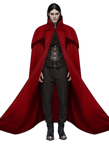  Årgang Punk & Gotisk Middelalderkostumer Kappe Ren Faire Vampyr Ensfarvet Høj krave Herre Dame Unisex Viking Fantasi Halloween Karneval Maskerade Fest Halloween Maskerade Voksne Kappe