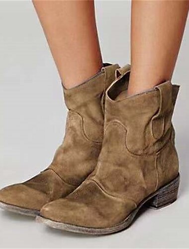  bottines western en faux daim marron pour femmes – bottes de cowboy à talon bas de style vintage pour tenues décontractées