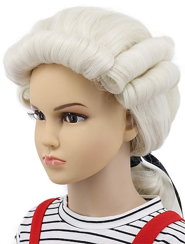  Peluca de color beige con ondas largas y empolvadas de estilo colonial de George Washington para cosplay