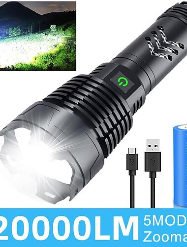  zaklampen hoge lumen oplaadbaar, 120000/10000/6000 lumen zaklamp xhp160 zoombare helderste zaklamp, met 5 standen waterdichte led tactische zaklamp voor noodgevallen kamperen