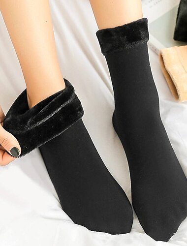  3 Paar Damen Winter warme verdickte Thermosocken Wolle Kaschmir Schnee schwarze Haut nahtlose Samt weiche Stiefelsocken