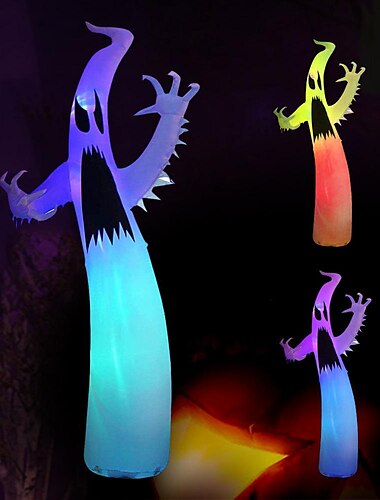  ハロウィン インフレータブル 3.6 メートル 12 フィート ホラー ゴースト カラフルな LED ライト付き ホワイト ゴースト ランタン 光る小道具