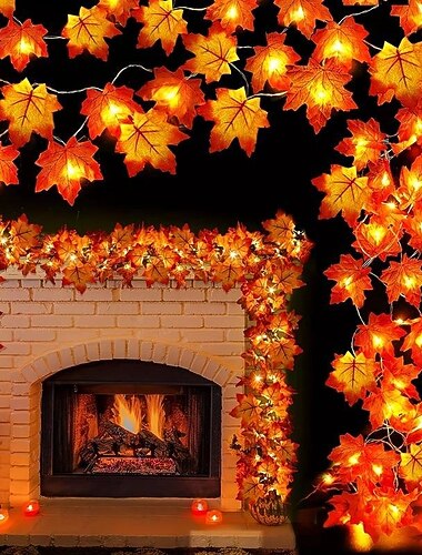  czerwone liście klonu usb sznur świateł halloween święto dziękczynienia i jesienne dekoracje na przyjęcie domowe i jesienną atmosferę dekoracji