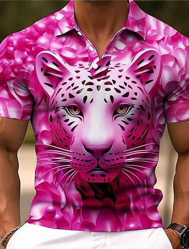  Miesten Poolopaidat Golfpaita Lyhythihainen Poolopaidat Kauluspaidat Vapaa-aika Hauska Lomavaatteet Juhla-asut Napit 3D-tulostus 봄 & Syksy Valkoinen Punastuvan vaaleanpunainen Purppura