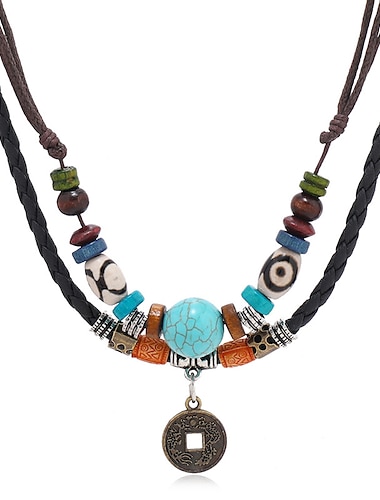  1 pc Collier Multirang For Homme Femme Plein Air Cadeau du quotidien Alliage Tressé Chanceux