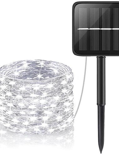  10M-100Leds/20M-200Leds/30M-300Leds Zonne-energie Koperdraad Lichtketting Buiten Waterdichte Tuin Decoratieve Lichten Festival Lichten Afstandsbediening Zonne-energie Lichten