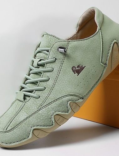  Herr Sneakers Handgjorda skor Promenad Vintage Ledigt Utomhus Dagligen Läder Varm Höjd-ökande Bekväm Snörning Äppelgrå Ljusblå Svart Vinter