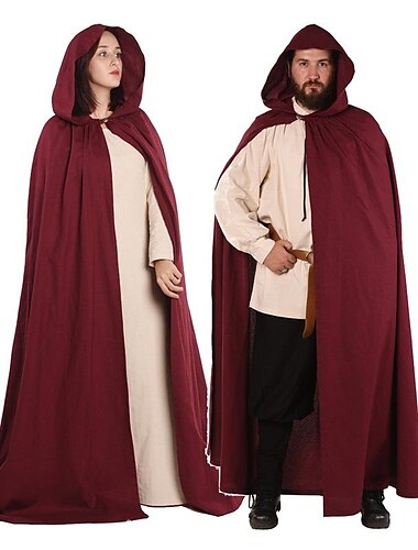  Retro / vintage Punk & Gotisk Middelalderkostumer Kappe Cosplay kostume Ren Faire Heks Troldmand Viking Ensfarvet Herre Dame Unisex Keltisk Viking Fantasi Halloween Karneval Maskerade Ydeevne Stadie