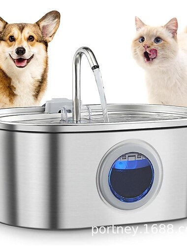  Dispensador de agua para mascotas, dispensador de agua para mascotas de acero inoxidable, dispensador de agua para gatos y perros de 3,2 l, alimentador de agua para gatos