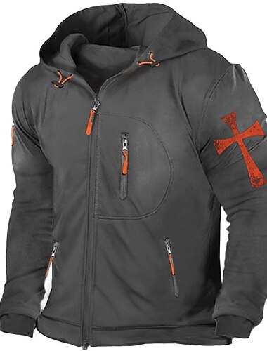  Herren Graphic Kreuz Langarm Sweatshirts Mit Kapuze Strassenmode Designer Sport & Natur Casual Frühling & Herbst Schwarz Dunkelgray Grau Bekleidung Designer S M L XL XXL 3XL