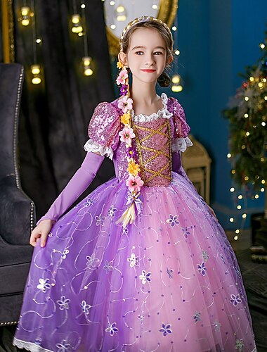  Πριγκίπισσα Ραπουνζέλ Φορέματα Μανδύας Φόρεμα κορίτσι λουλουδιών Στολές Ηρώων ΜΑΣΚΕ παρτυ for Κοριτσίστικα Παιδικά Η Μέρα των Παιδιών Μασκάρεμα Γάμου Επισκέπτης γάμου