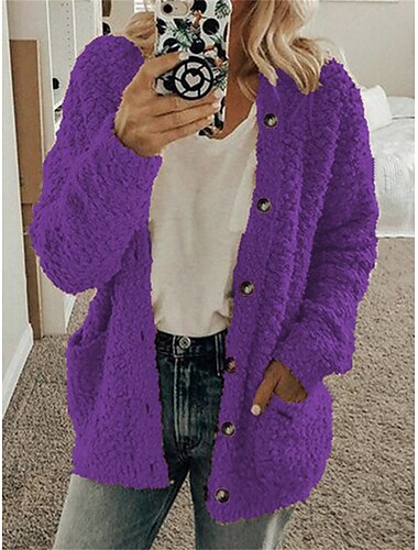  Damen Strickjacke Stilvoll Brautkleider schlicht Weich Feste Farbe Maillard Gerippt Kapuze Tasche Langarm Stricken Heim Täglich Festtage Schwarz Weiß Herbst Winter