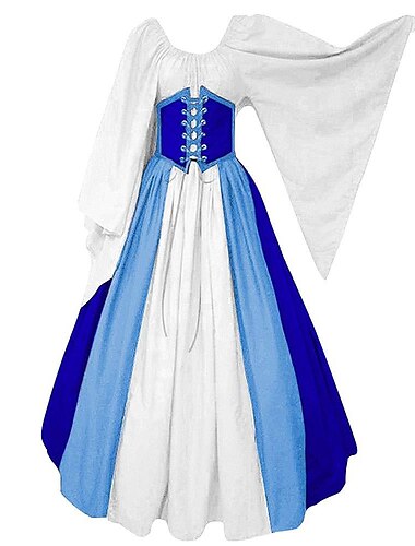  Retro Vintage Mittelalterlich Renaissance Kleid Nachthemd Überkleid Ren Faire Dame Wikinger Elfen Farbblock Damen Keltisch Fantasie Karneval Maskerade Party Alltagstauglich Erwachsene Kleid