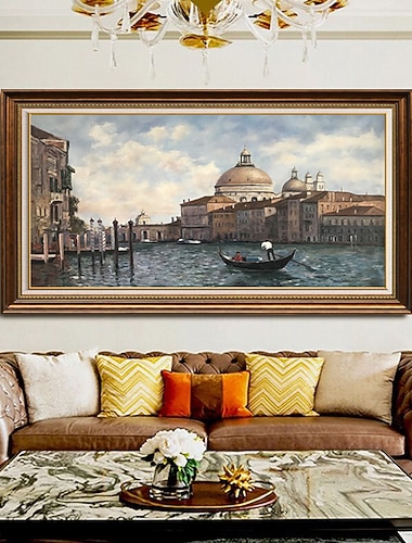  håndlaget oljemaleri lerret veggkunst dekorasjon berømte Grand Canal of Europe vannstruktur landskap for hjemmeinnredning rullet rammeløst ustrukket maleri