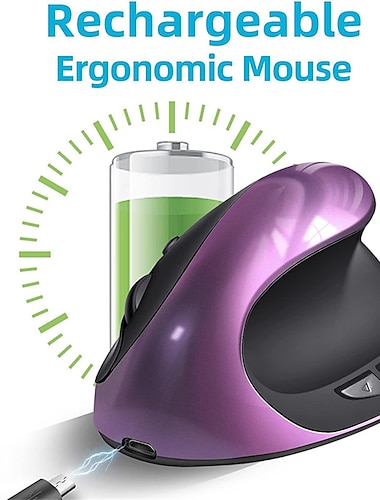  充電式垂直マウス人間工学に基づいたワイヤレスマウス 2.4 グラム usb レシーバー 1600 調整可能な dpi 6 ボタンマウス