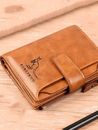  portafoglio vintage da uomo in similpelle - bifold con cerniera, slot multi-carta, blocco RFID e chiusura a scatto di sicurezza