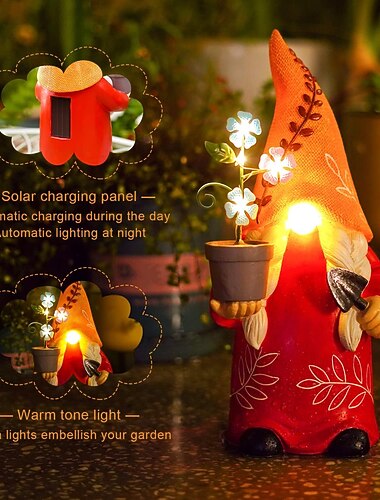  Słoneczna lampa ogrodowa gnomy statua żywica oświetlenie dziedzińca na zewnątrz wodoodporna dekoracja chodnik stocznia rzemiosło żywiczne patio dekoracja balkonu