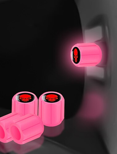  50 Stück fluoreszierende Totenkopf-Autoreifenventil-Ventilschaftabdeckung, korrosionsbeständige ABS-Radventilabdeckung, leuchtet im Dunkeln, Autodekorationszubehör