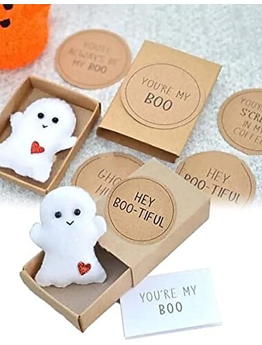  Halloween-Dekoration, Geschenk, süße Geisterbox, Halloween-Dekoration, Geschenk, Liebesgeschenke für Freunde mit einem romantischen, süßen Geist für ihn und sie | Du bist meine Boo-Karte
