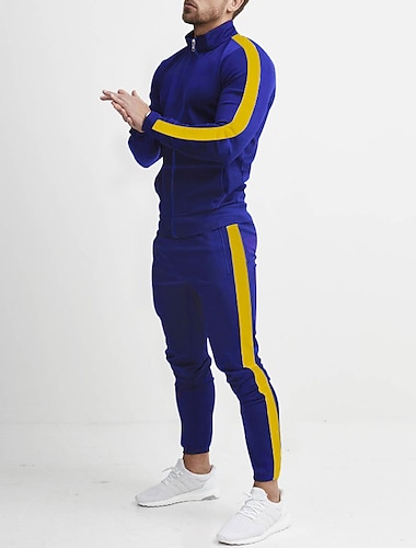  Hombre Tracksuit Sudadera 2 Piezas Deportivo Invierno Manga Larga Mantiene abrigado Transpirable Dispersor de humedad Aptitud física Corriendo Correr Ropa de deporte Ropa de Deporte Bloque de color