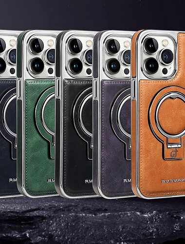  telefon Kılıf Na iPhone 16 15 14 Pro Max Plus 13 12 Pro Max Osłona tylna Obudowa z adsorpcją magnetyczną Z podpórką Magnetyczne Ochrona całego ciała Retro TPU Skóra PU