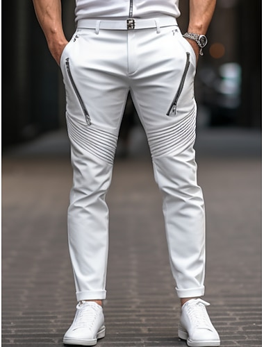  Per uomo Pantaloni Chino Pantaloni chino Tasche Liscio Comfort Traspirante Esterno Giornaliero Per uscire Misto cotone Di tendenza Informale Nero Bianco