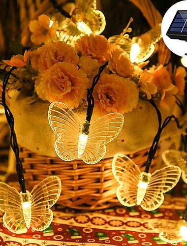  ηλιακά φώτα πεταλούδας κορδόνι εξωτερικού χώρου αδιάβροχα φώτα κήπου 5m 20led 6,5m 30led 8 modes φωτισμός χριστουγεννιάτικη πρωτοχρονιά πάρτι γάμου διακοπές βεράντα βεράντα μπαλκόνι γκαζόν διακόσμηση