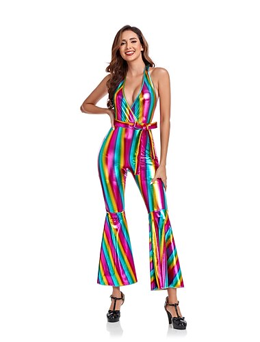  Retro Vintage 1970er Disko Cosplay Kostüm 70er-Jahre-Outfits Hippie Urlaub Damen Karnevalskostüm Halloween Karneval Maskerade Leistung Party Pride Parade Erwachsene Trikot / Einteiler Ganzjahres