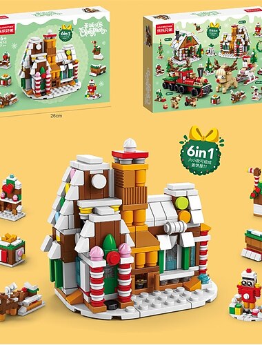  internetes hírességek karácsonyi kis részecskék építőkockák fiúknak és lányoknak kis ajándék kombináció puzzle kompatibilis játék dekorációk karácsonyi ajándékokhoz