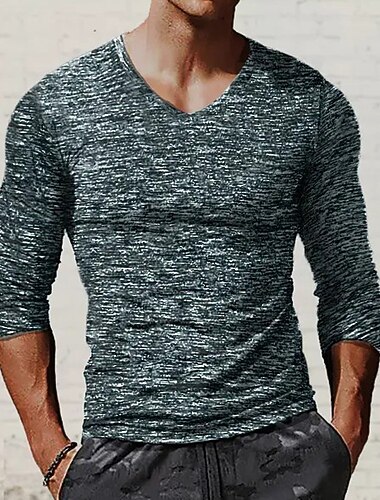  Men's T Shirt Tee Top Long Sleeve Shirt Long Sleeve V Neck Spring &  Fall Plain Fashion Designer Basic Vacation Street Going out Black Red Blue Top Tee for Men