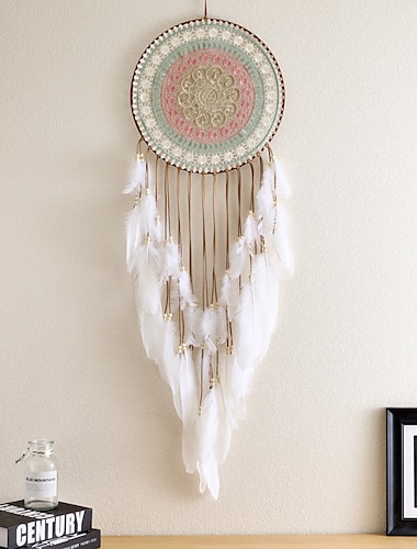 Atrapasueños bohemio hecho a mano, regalo para colgar en la pared, decoración artística, adorno artesanal, pluma de cuentas para dormitorio de niños, festival de bodas, regalo de cumpleaños