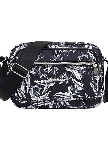  Women's Crossbody Bag Shoulder Bag Dome Bag Nylon Outdoor Daily Holiday Zipper Large Capacity Waterproof Lightweight Geometric Flower Folk Blue flower Pink flowers geometry