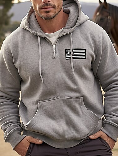  Herren Hoodie Sweatshirt Kapuze Kapuzenshirt mit durchgehendem Reißverschluss Blau Orange Braun Grau Mit Kapuze Nationalflagge Sport & Natur Täglich Festtage Strassenmode Cool Brautkleider schlicht