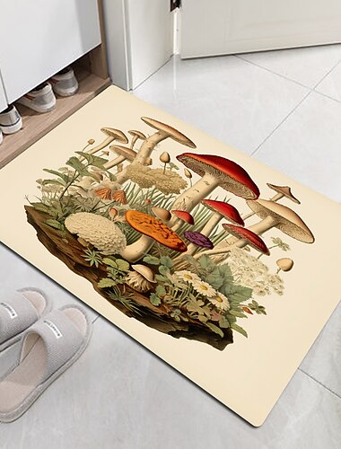  Alfombra de setas para puerta, alfombras lavables, alfombra de cocina, alfombra antideslizante a prueba de aceite, decoración interior y exterior para dormitorio, alfombra de entrada