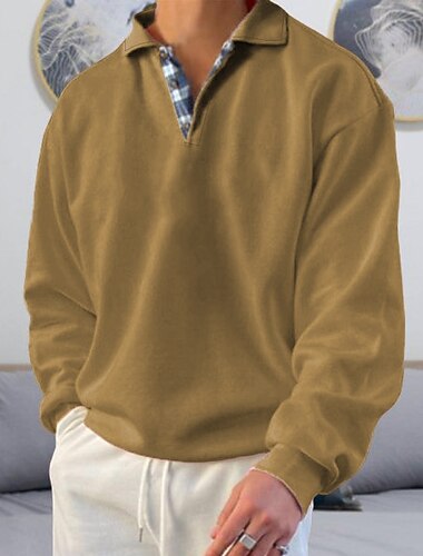  Per uomo Maglia Maglione Nero Bianco Rosa Rosso Blu Reale Colletto Polo Tinta unica Sport & Outdoor Abbigliamento casual alla moda Casual Grande e Alto Essenziale Primavera Autunno Abbigliamento