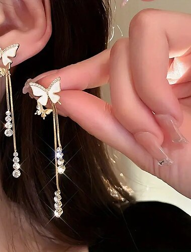  Mujer Pendientes cortos Pendientes colgantes Pendients de aro Retro Mariposa Vintage Elegante Sencillo Lujo Dulce Aretes Joyas Dorado Para Fiesta Calle Diario Festivos Festival 1 Par