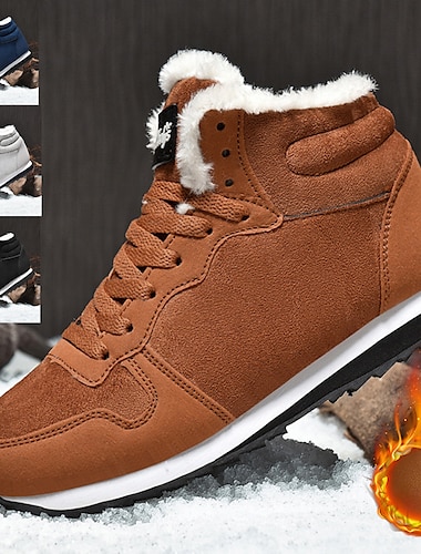  Miesten Naisten Bootsit Talvisaappaat Talvikengät Fleece-vuori Kävely Vintage Vapaa-aika ulko- Päivittäin Nahka Lämmin Korkeutta lisäävä Mukava Nauhat Musta sametti Sininen sametti Musta Syksy Talvi