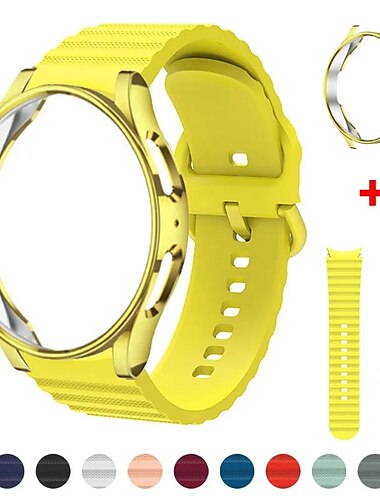  حزام إلى Samsung Galaxy Watch 6/5/4  40/44mm Watch 5 Pro 45mm Watch 4 Classic 42/46mm Watch 6 Classic 43/47mm سيليكون إستبدال حزام ضد الصدمات عصابة الرياضة معصمه