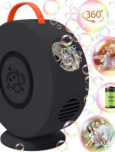  Bubble Machine Automatic Bubble Blower Electric Bubble Maker Rotated 90°/360° for Kids Adult USB Rechargeable Battery Portable Bubble Machine for Fun Outdoor Toy